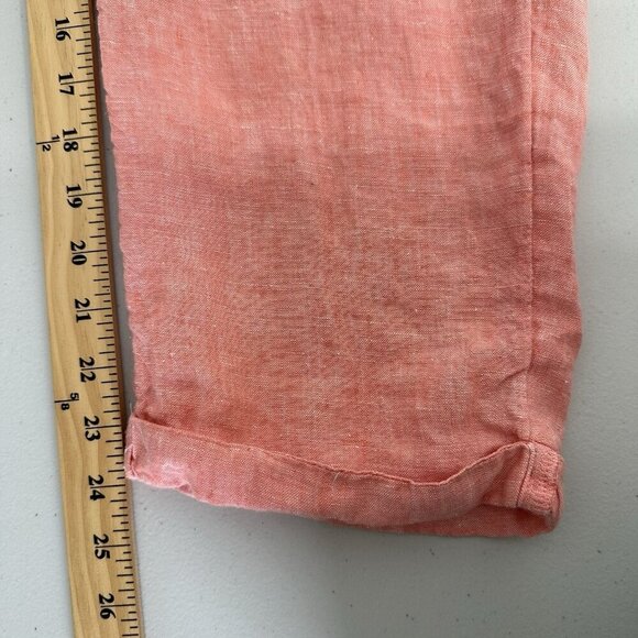 Rachel Roy Pull on Linen Pants Size M Orange Coral Pockets Cropped - Picture 8 of 10